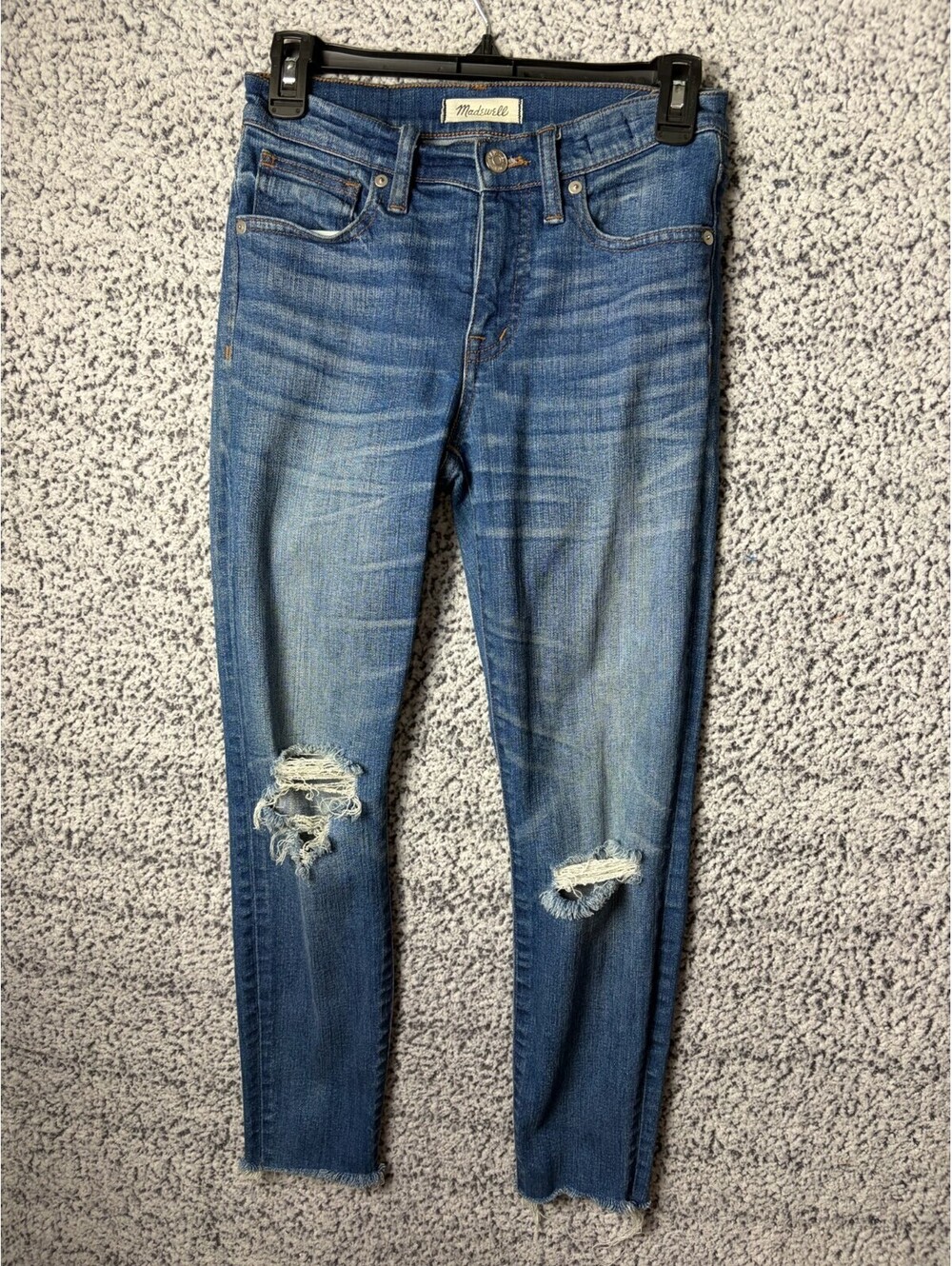Madewell 9" High-Rise Skinny Crop Jeans Women’s 25 Distressed Raw Hem Blue